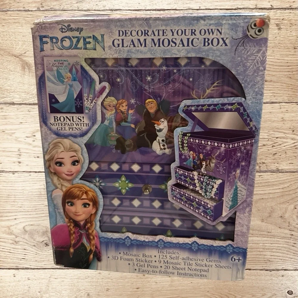 Disney Frozen Glam Mosaic Box Decorate Your Own Ages 6+ Purple Open Box